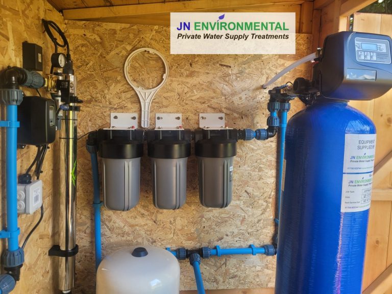 Water treatment and pumping system installation for private water supply in Cumbria