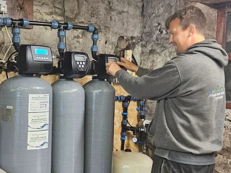 Private water supply system servicing and maintenance being carried out in Cumbria